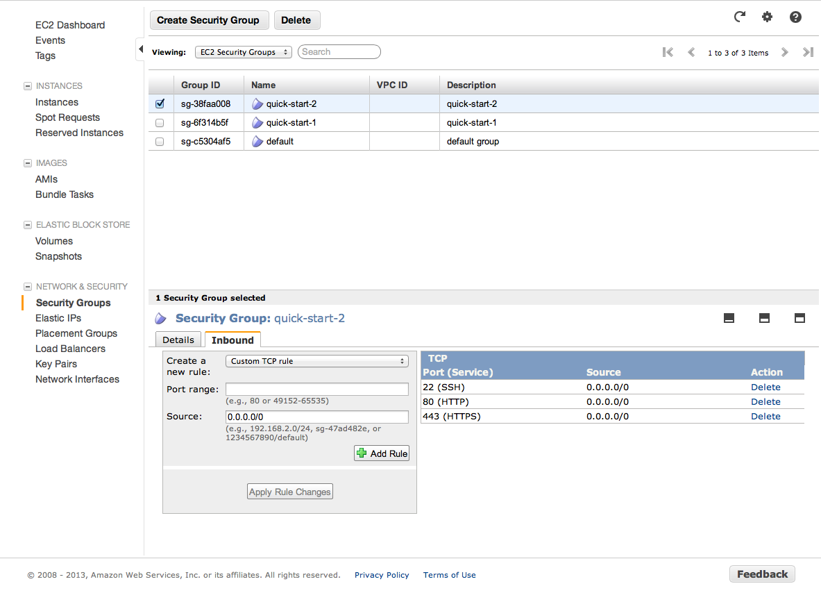 The AWS console