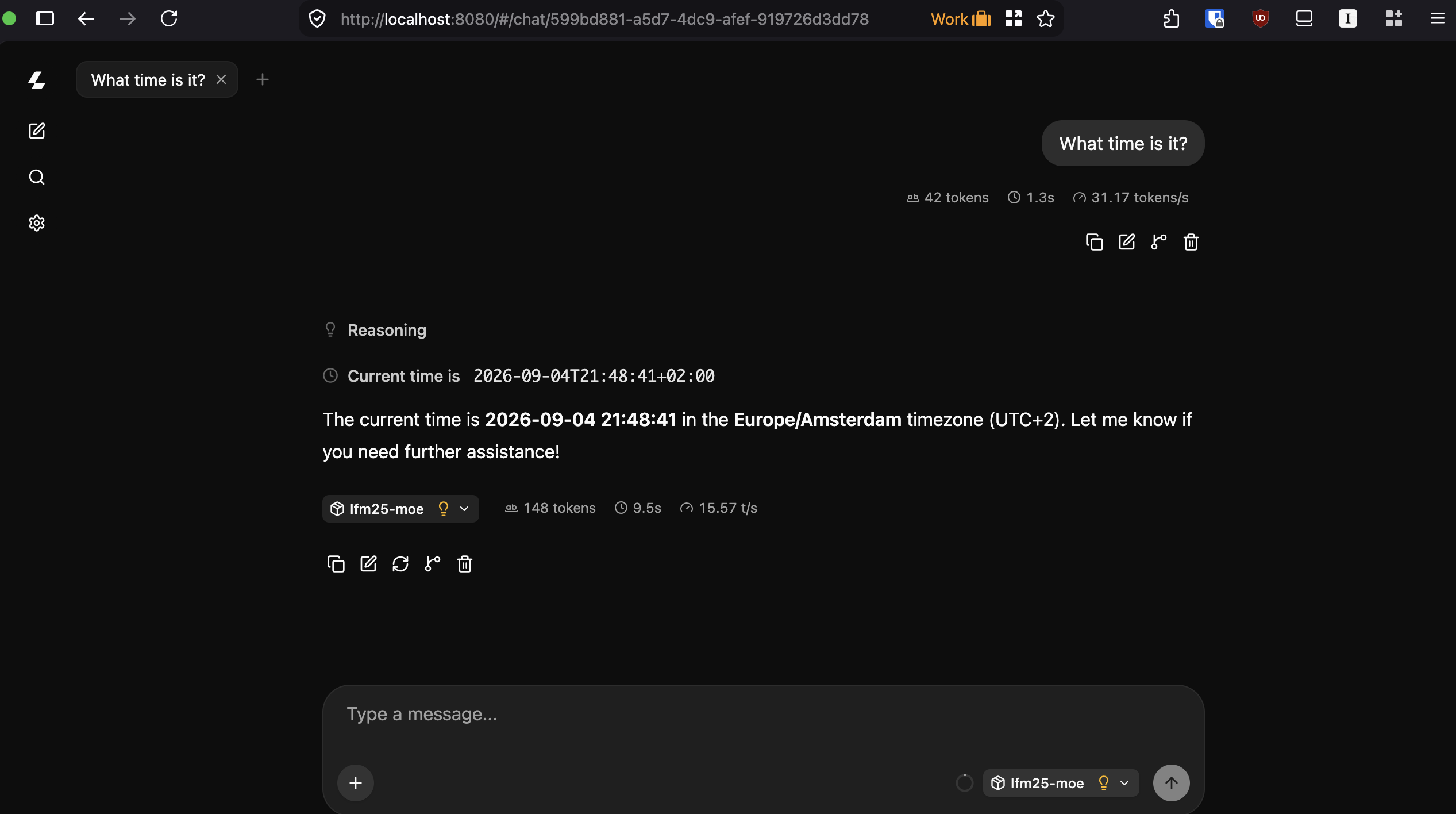 A screenshot Llama.cpp chat interface in the browser